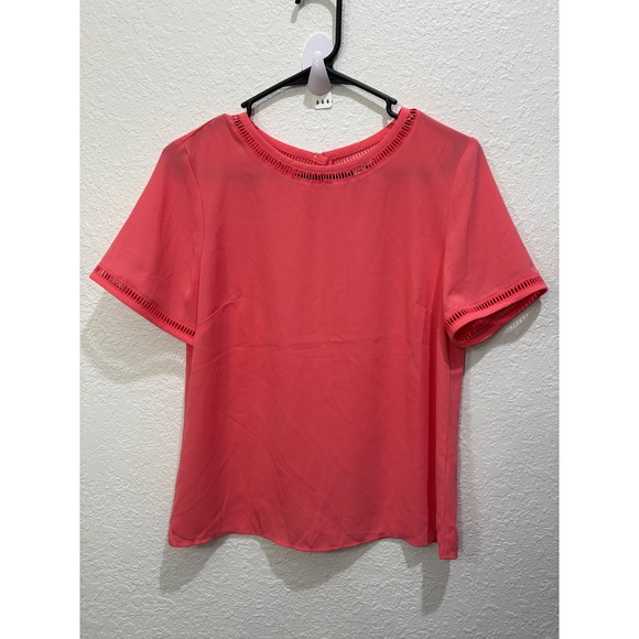 J. Crew Tops - J. Crew NWT Womens Coral Short Sleeve Blouse with Trim‎ Detail Top Size XS